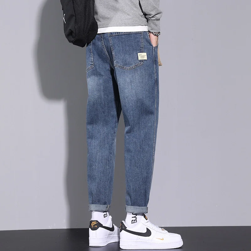 

Jeans Stretch Loose Straight Leg Men's Autumn and Winter Fleece Casual Long Pants