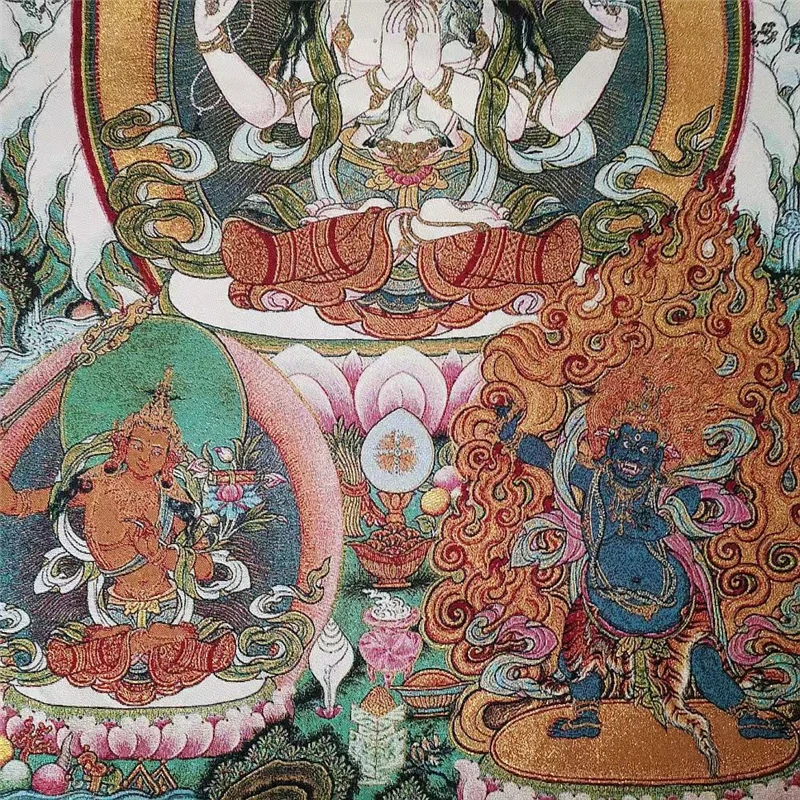Картина с вышивкой Тханка картина четырьмя вооруженными вышивками Бодхисаттвы