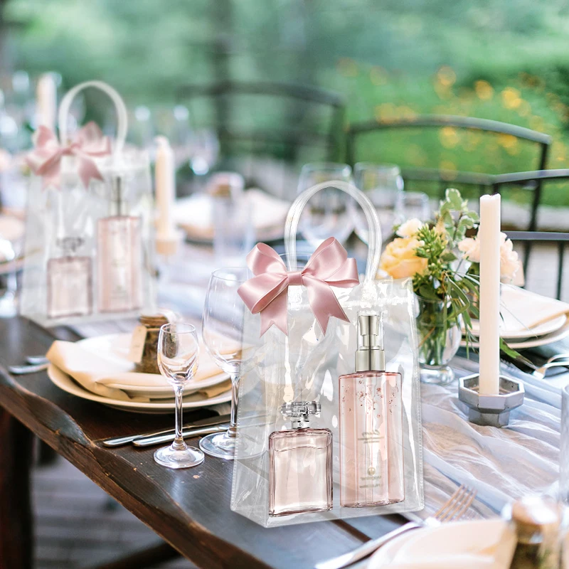 5 шт. прозрачные подарочные пакеты из ПВХ с ручкой