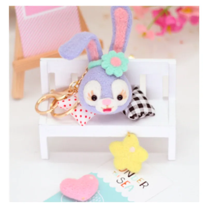 

Star dew rabbit key chain pin hair clip wool felt needle felting decoration craft needlecraft DIY handmade