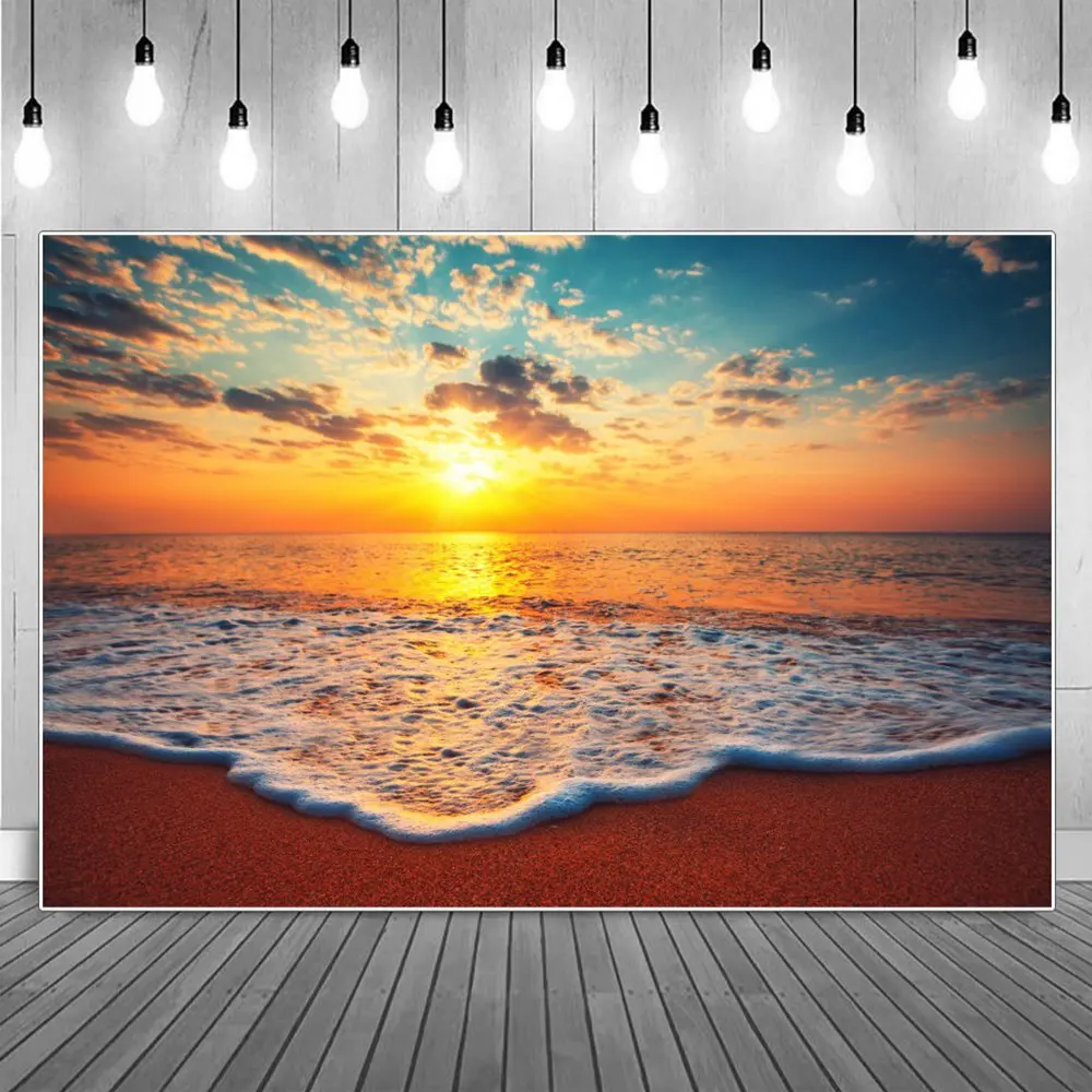 

Sunsetting Ocean Tide Waves Photography Backgrounds Summer Seaside Floating Dark Clouds Scenery Backdrops Photographic Portrait