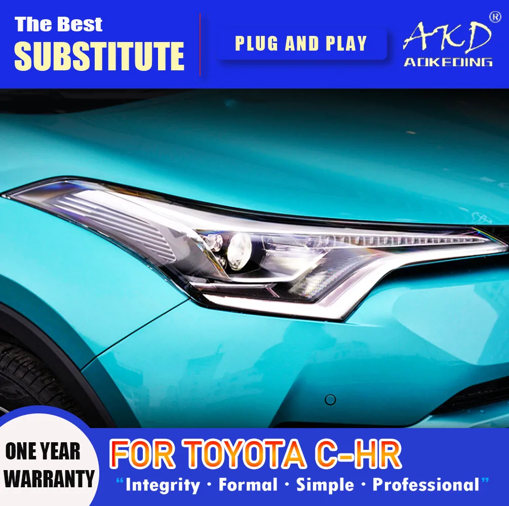 Фара AKD для Toyota C-HR светодиодная фара 2018-2021 фары CHR DRL указатель поворота дальний