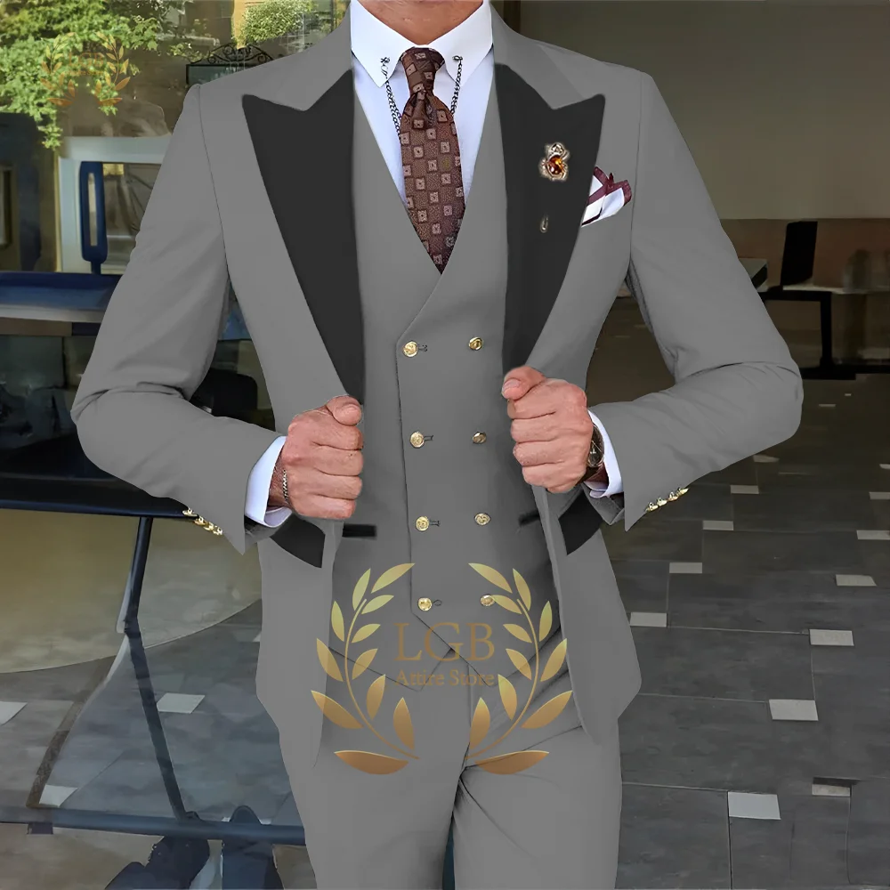 Совершенно новый мужской свадебный костюм с пиковыми лацканами приталенные