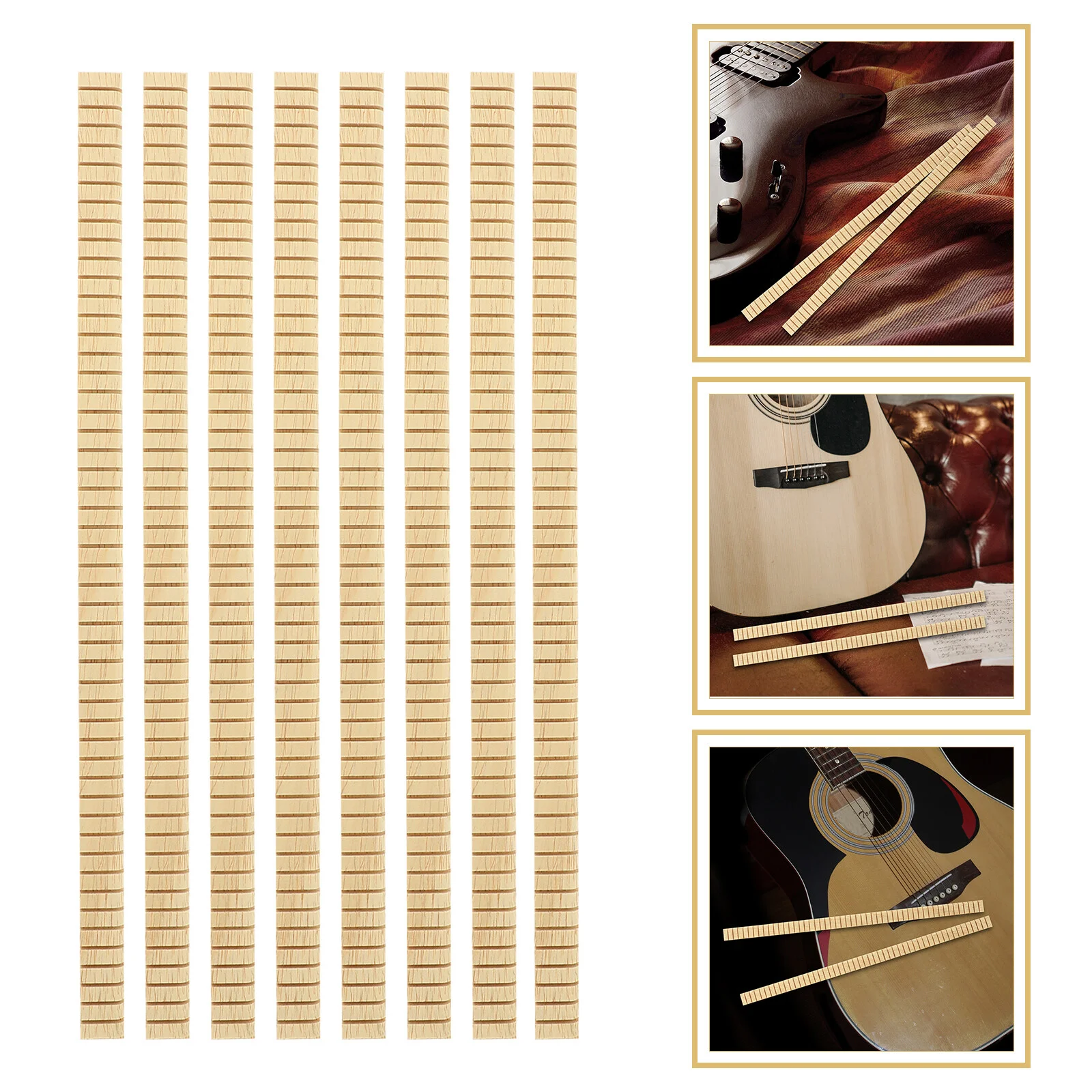 

8 Pcs Guitar Strap Inlay Inlays Figured Wood Strips Wooden Body Decor Material Travel