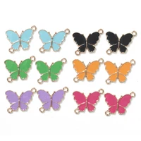 10pcslot multicolor butterfly animal dripping oil alloy jewelry accessories enamel charms bracelet earring pendant