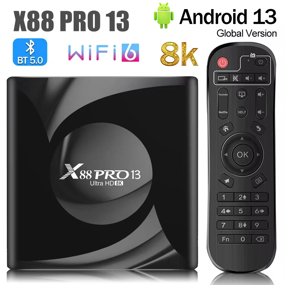 Смарт-ТВ X88 Pro 13 Android Rockchip RK3528 2 4G и телефон двойной Wi-Fi декодирование видео 8K
