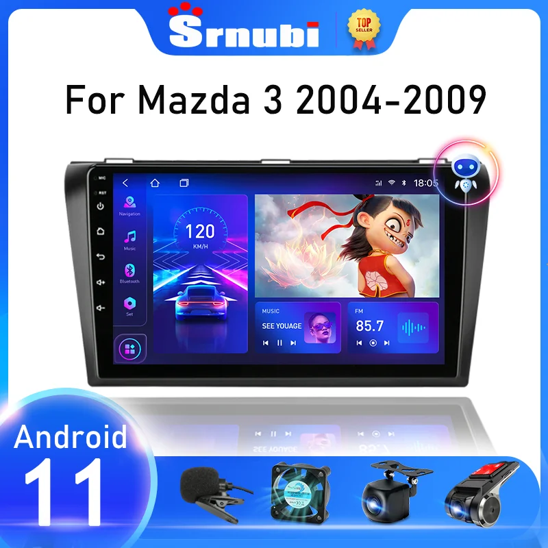 Srnubi Car Radio Android 11 for Mazda 3 2004 2005 2006 - 2009 Multimedia Video Player Navigation GPS 2Din IPS Carplay Stereo DVD