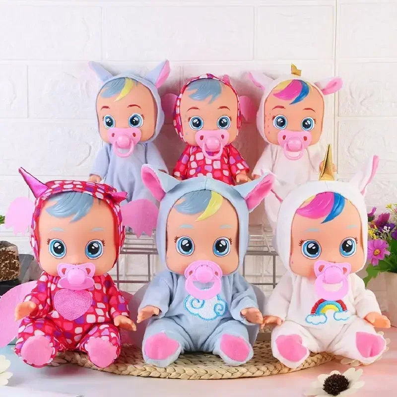 

8inch 3D Weeping Babies Unicorn Baby Simulation Baby Crying Doll Creative Cute Doll For Girl Reborn Baby Vinyl Christmas Gift
