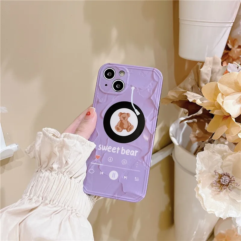 

Sports Cute Cartoon Player Bear Couple's Female Soft Case For Iphone 11 12 13 Pro Max 7 8 Plus Xr X Xs Anti-drop Cover Fundas