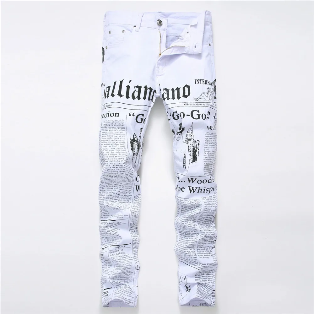 

Spring And Summer New Casual Men's Jeans European And American Letters Printed Slim Pants Four Seasons General Straight Pants