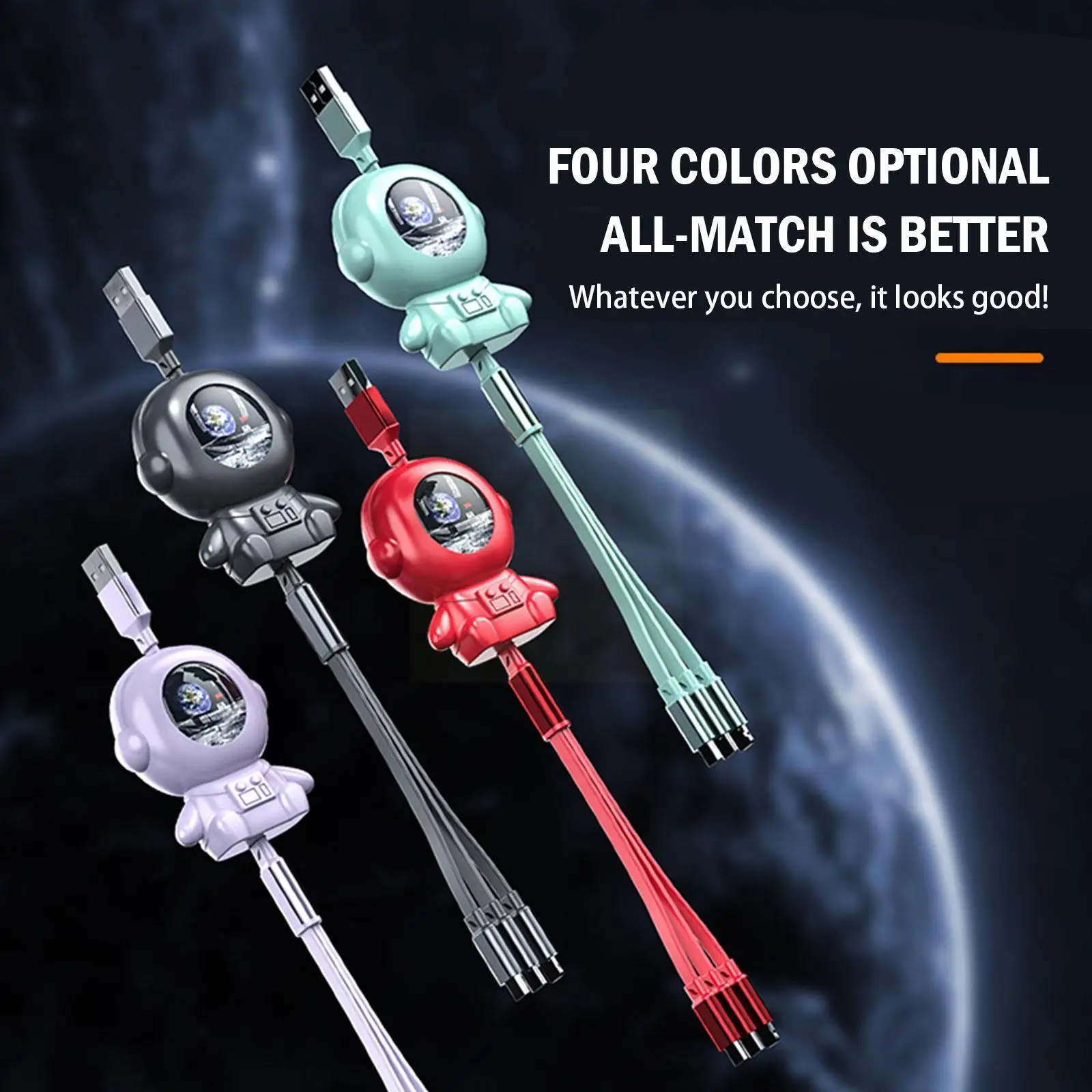 

6a 3 In 1 Astronaut Charge Usb Cable For 13 12 11 Max Pro For Fashion Astronaut Shape Data Cab P0d6