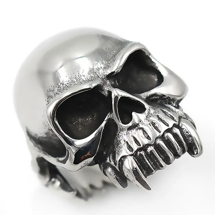 

TOOCNIPA 316L Stainless Steel Men's Calvarium Skull Ring Gothic Biker Ring Motorcycle Band Jewellery