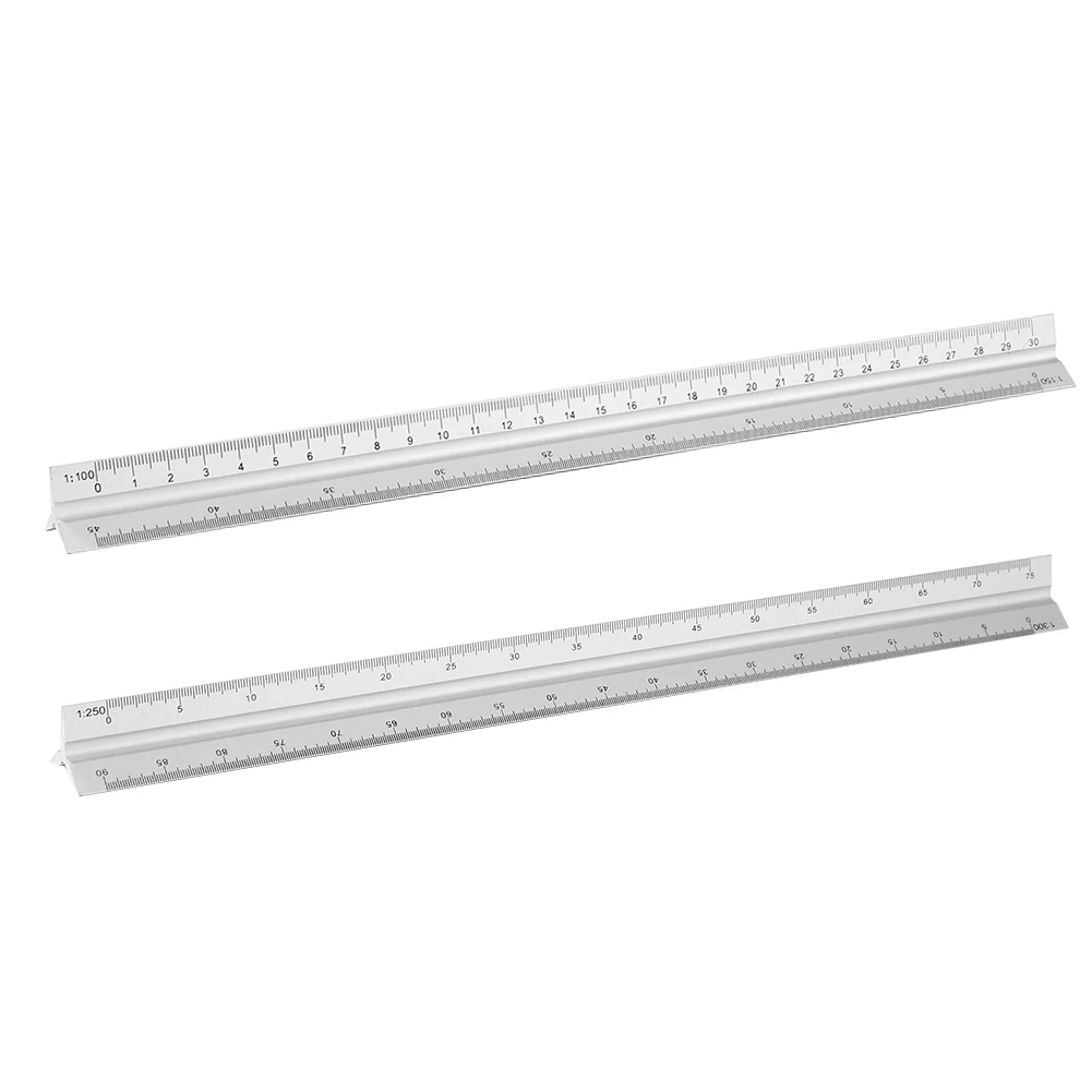 

30cm Aluminum Alloy Triangular Scale Ruler Measurement Tool 3 Sides Straight Ruler for Student Drafting Engineer Architect Ruler