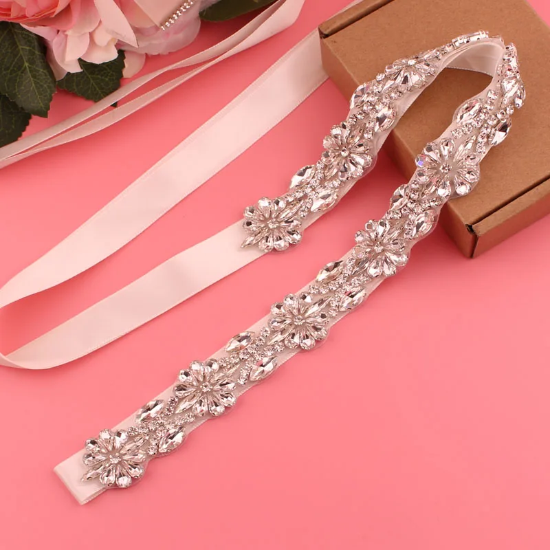 Серебряный свадебный пояс с кристаллами для женщин элегантный свадебного платья