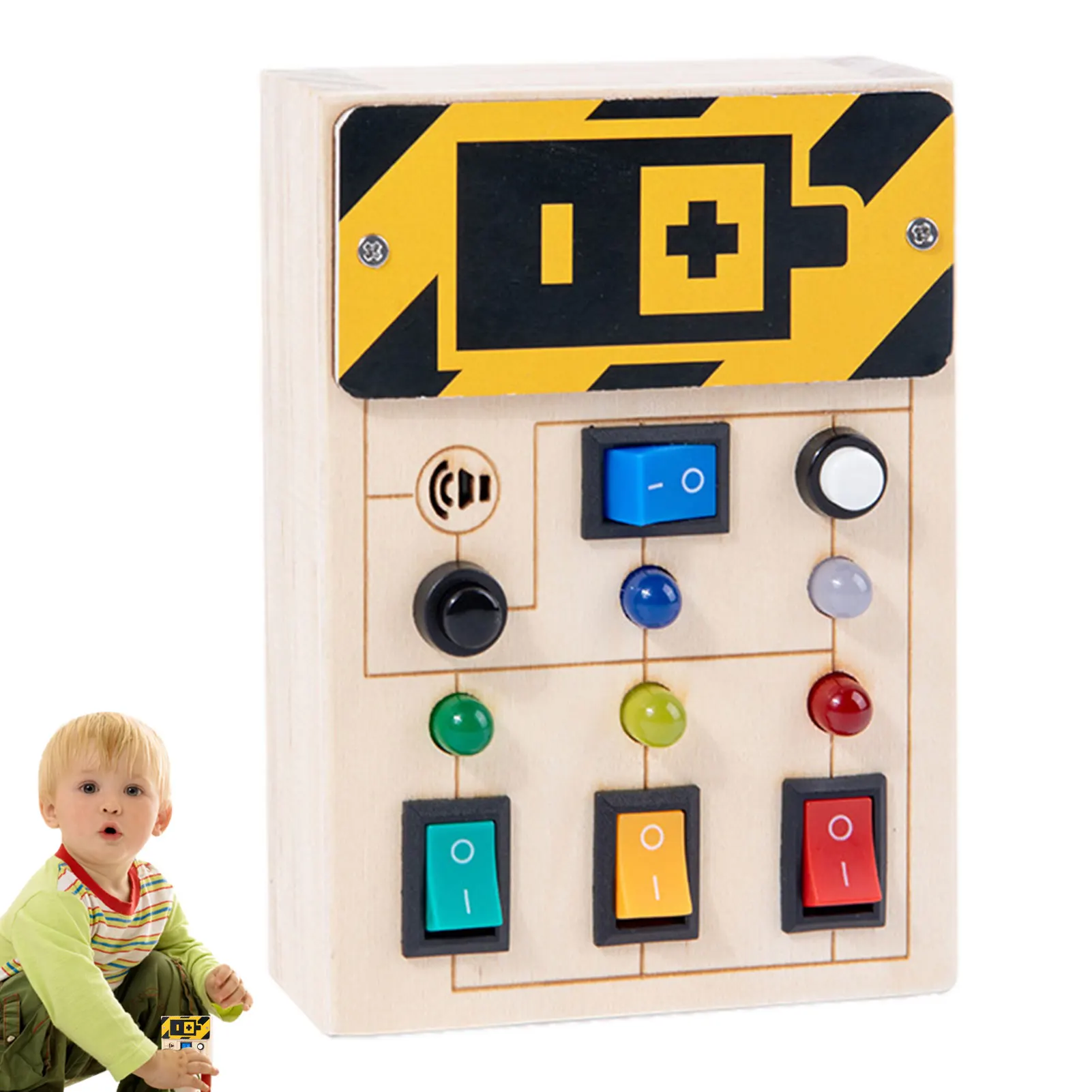 

Светодиодный светильник ключатель света Монтессори, сенсорные игрушки для малышей, обучающая игрушка со светодиодным переключателем, заня...