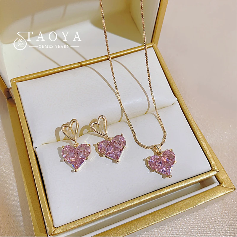 

Новинка 2022 Премиум розовые циркониевые серьги-подвески в форме сердца милые аксессуары для девочек и студентов для вечеринки женский роско...