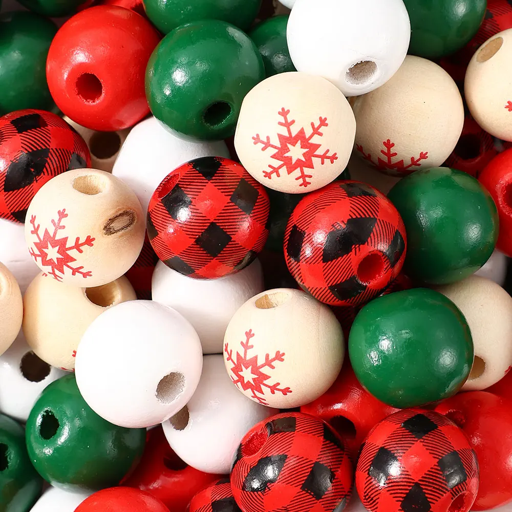 50 шт. деревянные бусины в виде снежинок 16 мм