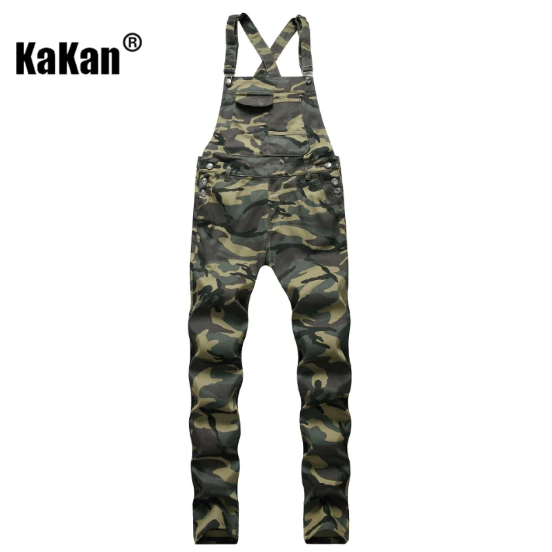 Kakan - European and American New Men's Suspender Jeans, Personalized Design Popular Work Clothes Jeans K013-7009