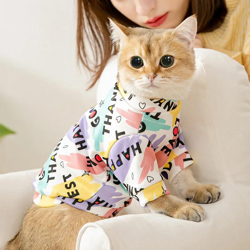 

clothing For Dogs Cat Spring Fashion Sweater Letters Full Of Cool Cat Clothes Kitten Handsome Hairless Anti Hair Falling