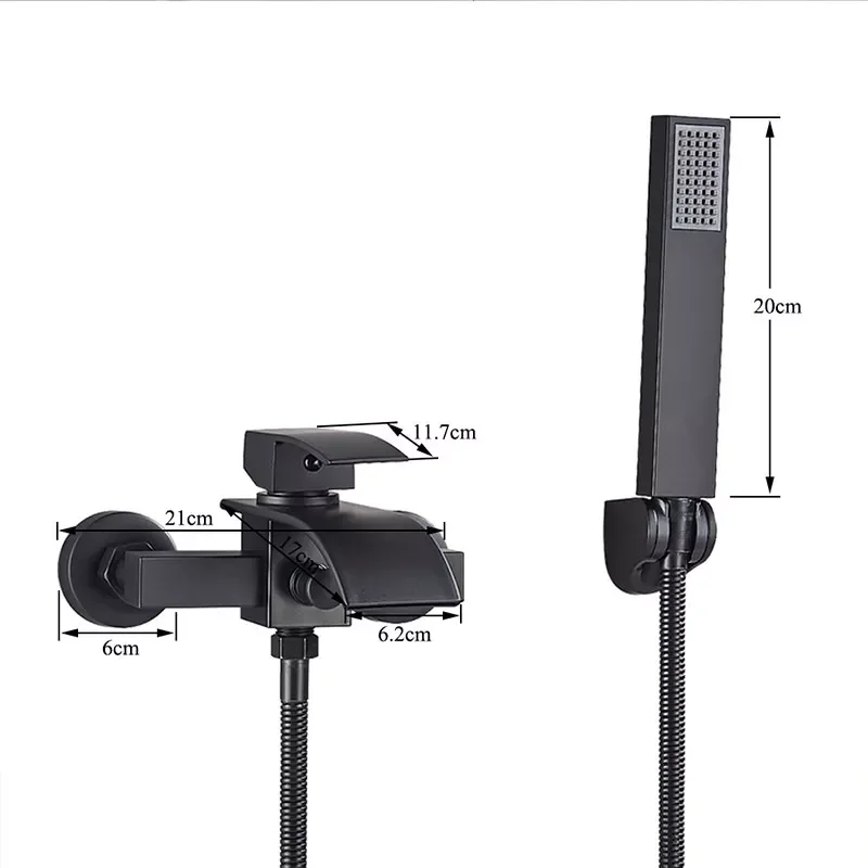 

Black Bathroom Shower Faucet Set Wall Mount Bathtub Tapware Cold Hot Bath Shower Mixer Systems ABS Plastic Handheld