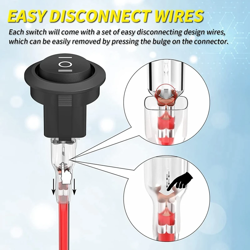 Круглый Кулисный Переключатель KCD1 12 В 3 контакта положения ВКЛ./ВЫКЛ. с проводами