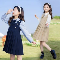 kids outfits autumn new 2022 vest pleated dress shirt two pieces girls clothing set long sleeve casual school teen kids clothes