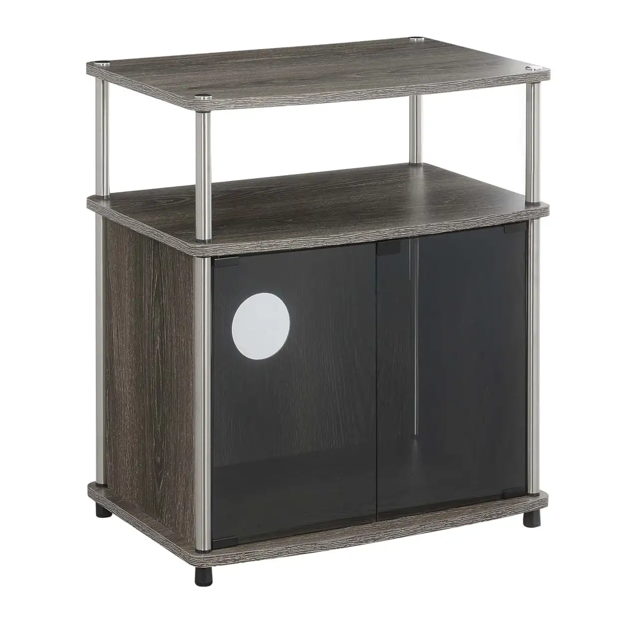 

Designs2Go TV Stand with Black Glass Storage Cabinet, Maximum Screen Size 25", Weathered Gray