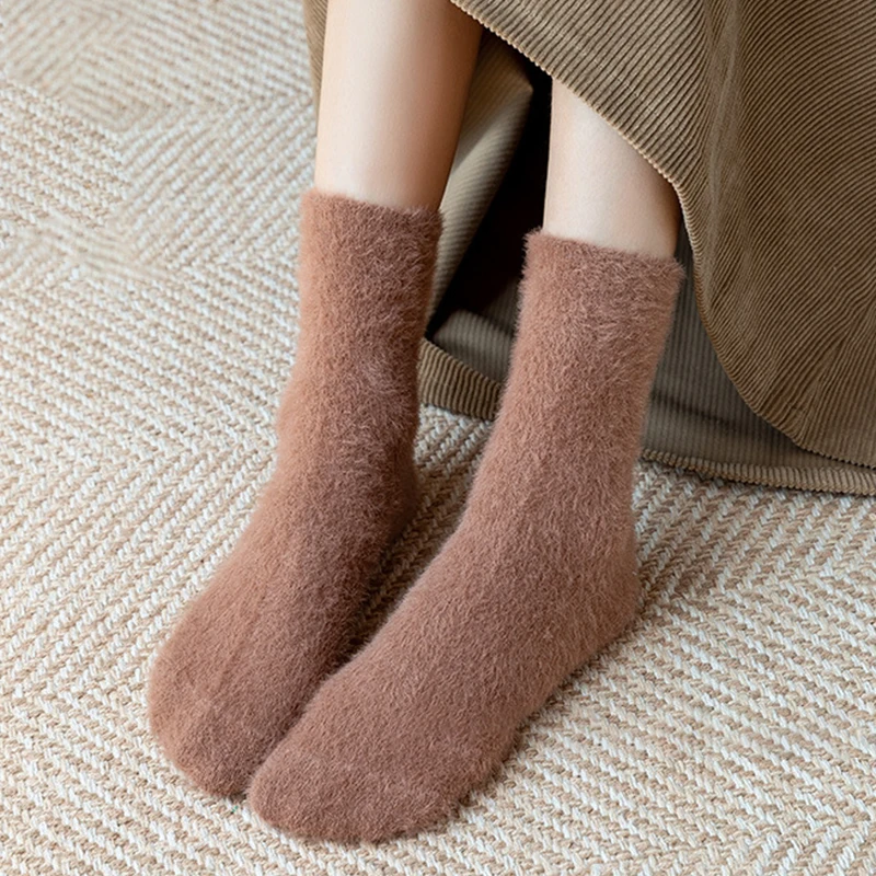 

1 Pair Winter Warmer Women Thicken Thermal Wool Cashmere Snow Socks Seamless Mink Velvet Boots Floor Sleeping Socks