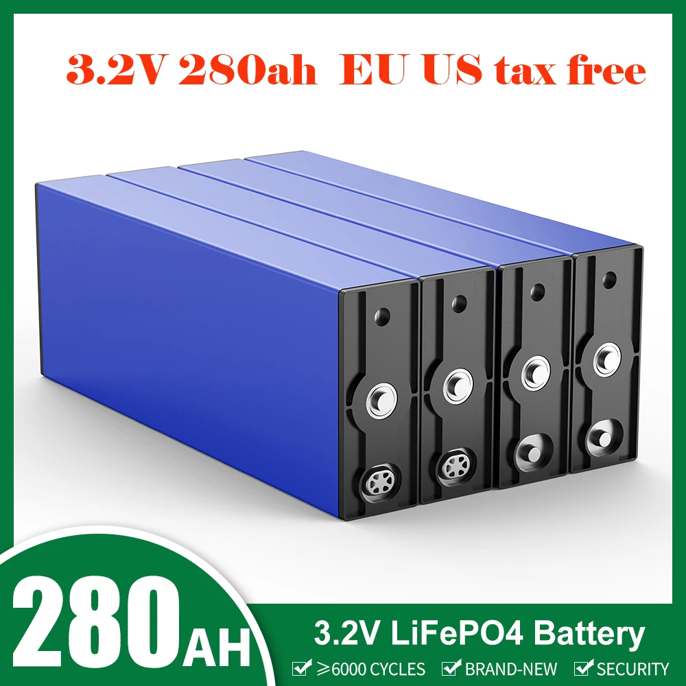 

32pcs 280AH Lifepo4 Battery 3.2v Grade A Rechargeable Lithium Iron Phosphate Cells Pack Deep Cycles 12V 24V 48V For Solar RV Car