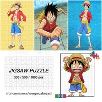 monkey d luffy jigsaw puzzles one piece anime board games japanese style cartoon toys hobbies for children restless education
