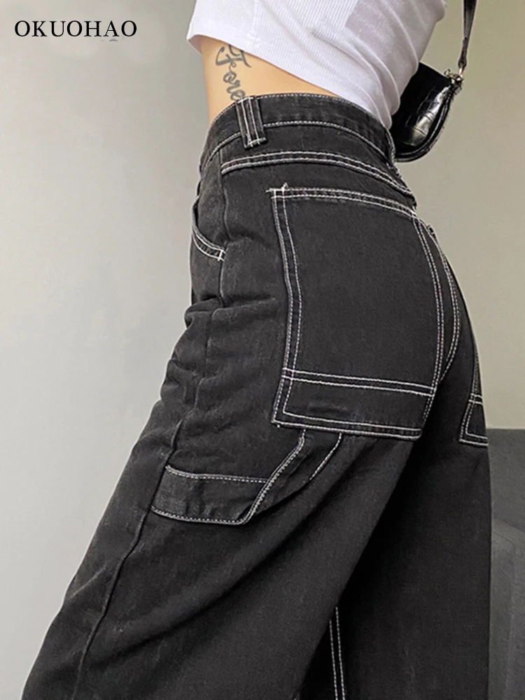 Женские модные джинсы брюки-карго мешковатые для мам джинсовые комбинезоны