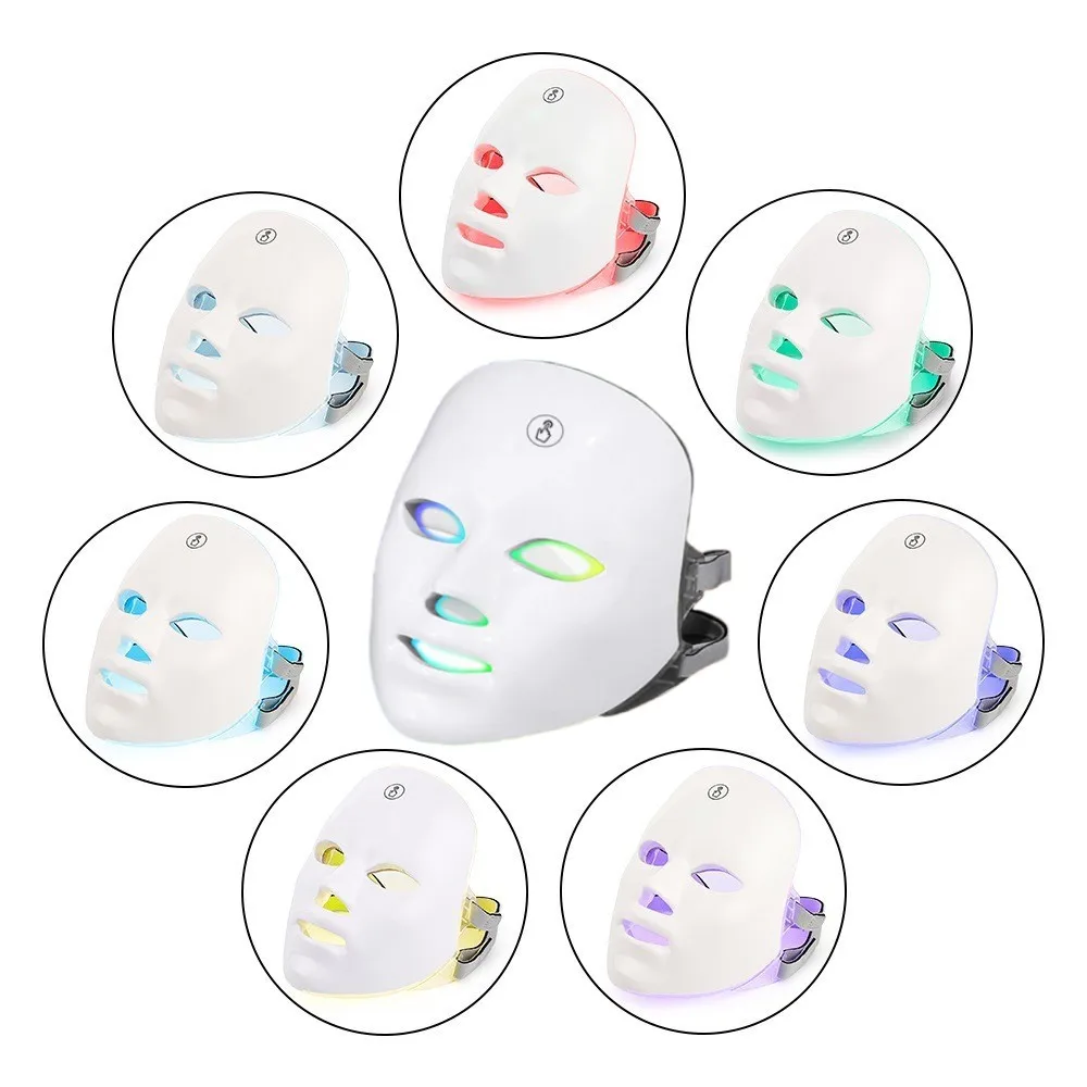 

USB Charge 7Colors LED Facial Mask Photon Therapy Skin Rejuvenation Anti Acne Wrinkle Removal Skin Care Mask Skin Brightening