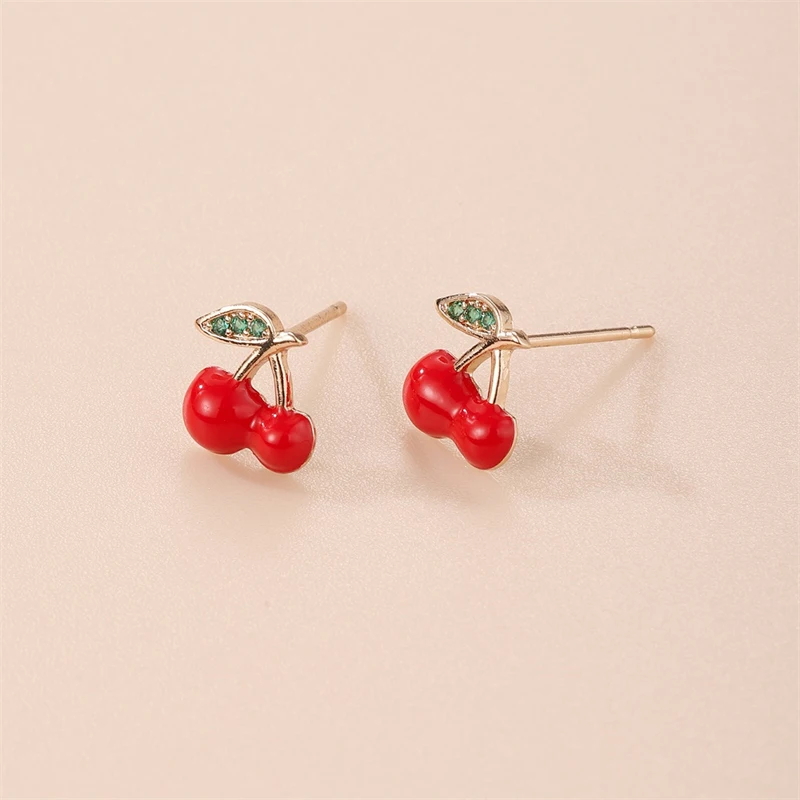 

WeSparking EMO Gold Plated Stud Earrings Cherry Shape With Zircon Charm Earrings Free Shipping Items Fashion Jewelry Pusheen