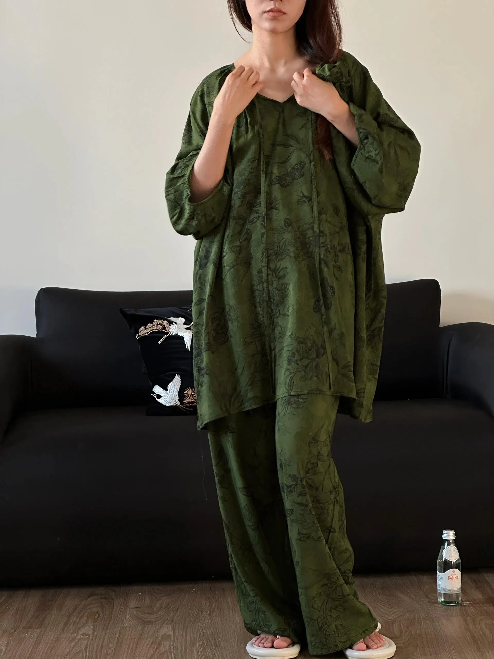 Пижамы-буретки корейской серии больших размеров весенне-осенний женский