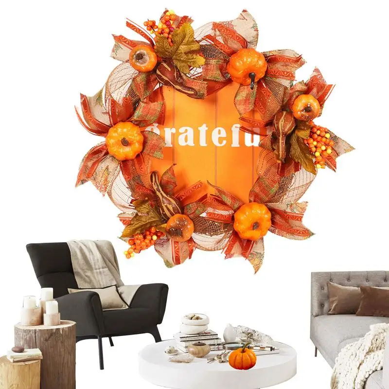 

Спасибо, благодарные деревянные венки, знак, искусственные тыквы, Осенние украшения, 15,75 дюйма, Настенный декор, фермерский деревянный знак с