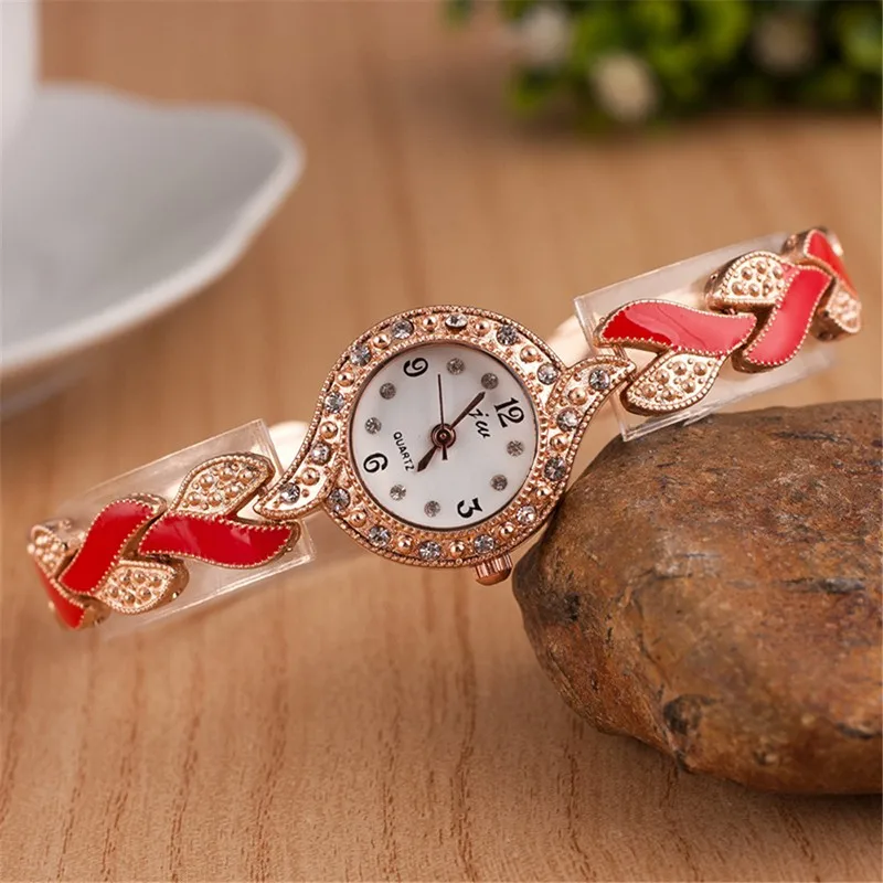 Fashionable And Minimalist Women's Watch Digital Seven Color Steel Band Circular Diamond Dial Women's Watch Clock Timer