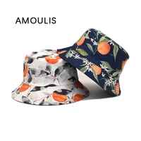 amoulis summer sun hat for women and men casual print bucket hats fashion foldable fisherman hat double sided wear beach caps