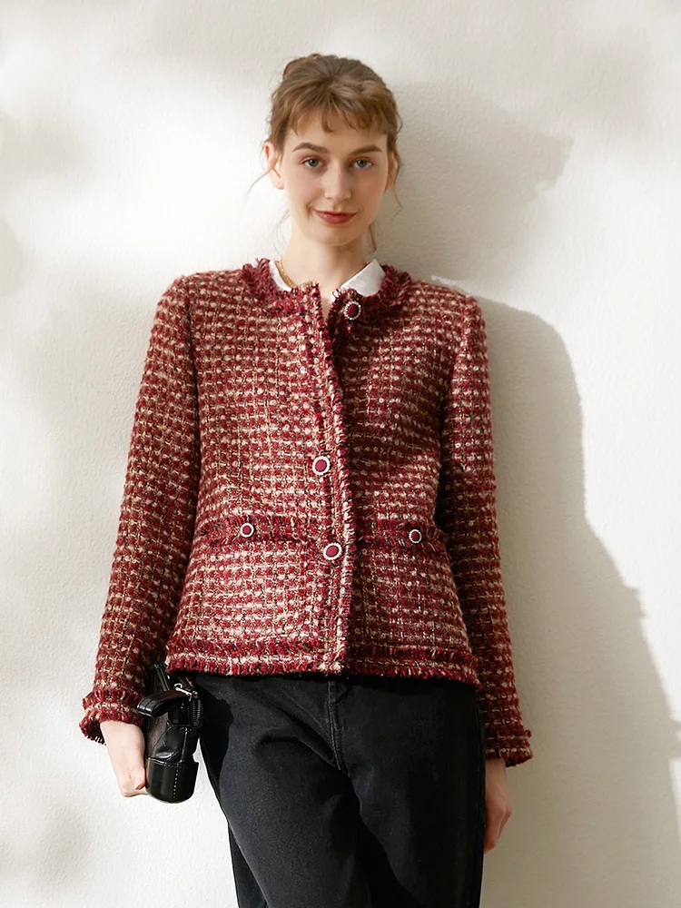 

Miccbeirn 2022 Winter 30 Wool Woolen Coat For Women Slim Plaid Coat ZHK83953