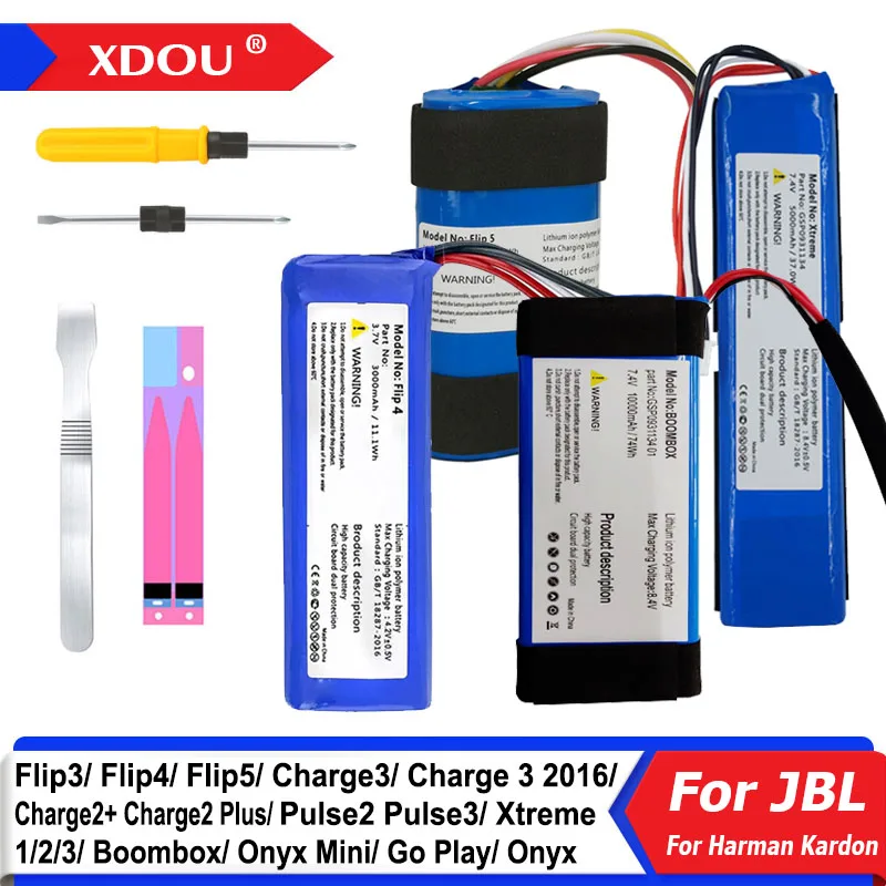 2022 Original XDOU Battery For JBL Charge Flip Pulse Xtreme 1 2 3 4 5 For Harman Kardon Go Play Onyx Mini Speaker Bateria