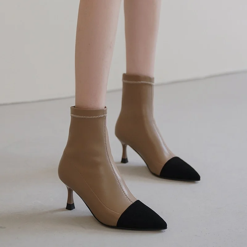 

Женские ботильоны на высоком каблуке-шпильке, с острым носком