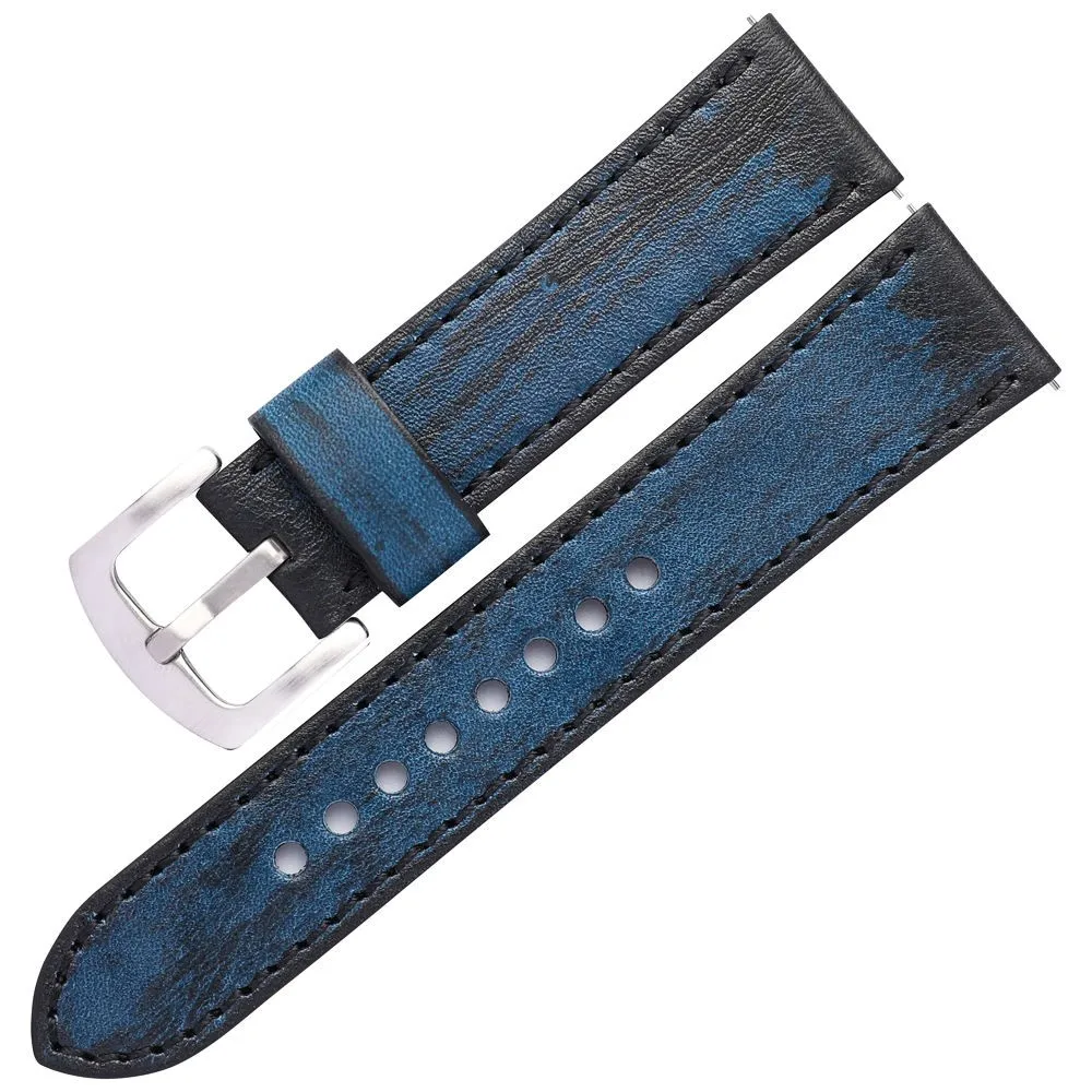 Original Thin Customized Men 20mm 22mm Cowhide Watch Strap Handmade Vintage Leather Watch Band