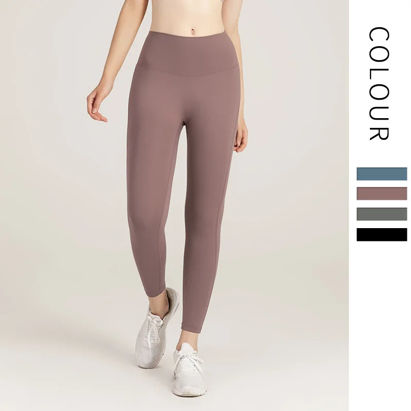 

New Seamless Leggings Nude Yoga Pants Women Solid Color High Waist Elastic Tight Hip Sports Fitness Gym Accessories