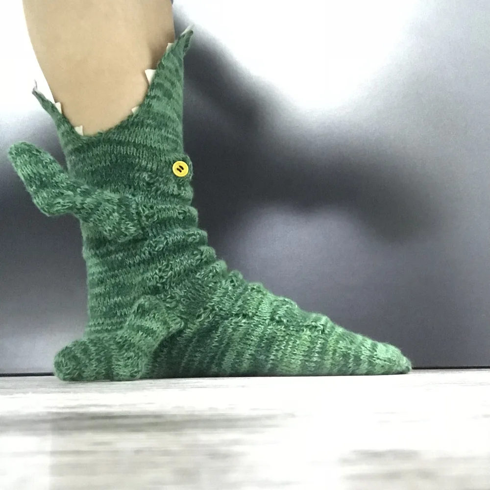

Christmas Gradient Green Crocodile Socks European and American Cartoon Floor Socks Warm Knitted Wool Socks