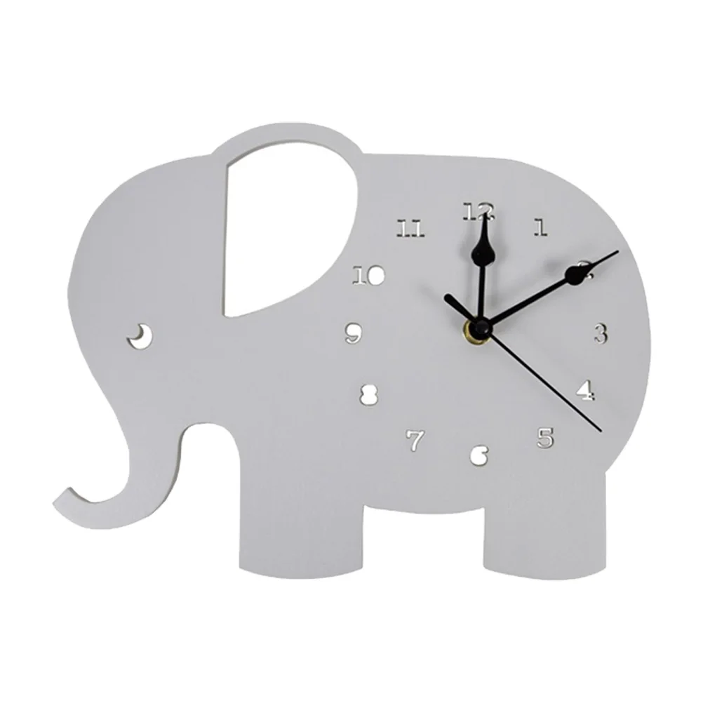 

Clock Wall Elephant Decorative Hanging Mute Kitchen Animal Cartoon Non Ticking Room Clocks Kids Garden Decoration Silent