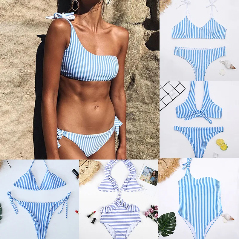 

Женский раздельный купальник в полоску