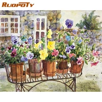 ruopoty painting by number flower vase drawing on canvas handpainted art gift diy pictures by number house kits home decor