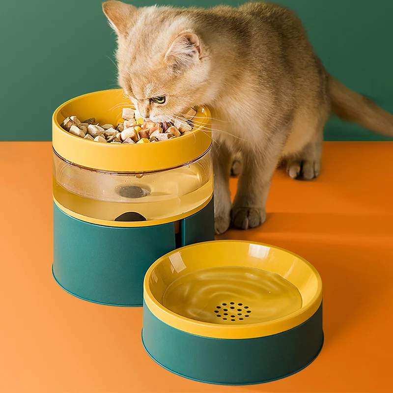 

Splicing Color High Foot Feeding Cat Bowl Pet Basin Protect Neck Clean Water Dispenser Water And Food Dual-purpose Dog Food Bowl