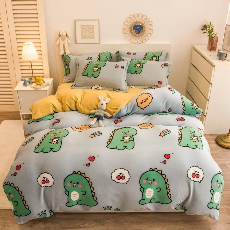 Модный плоский комплект пододеяльников с наволочками односпальное постельное