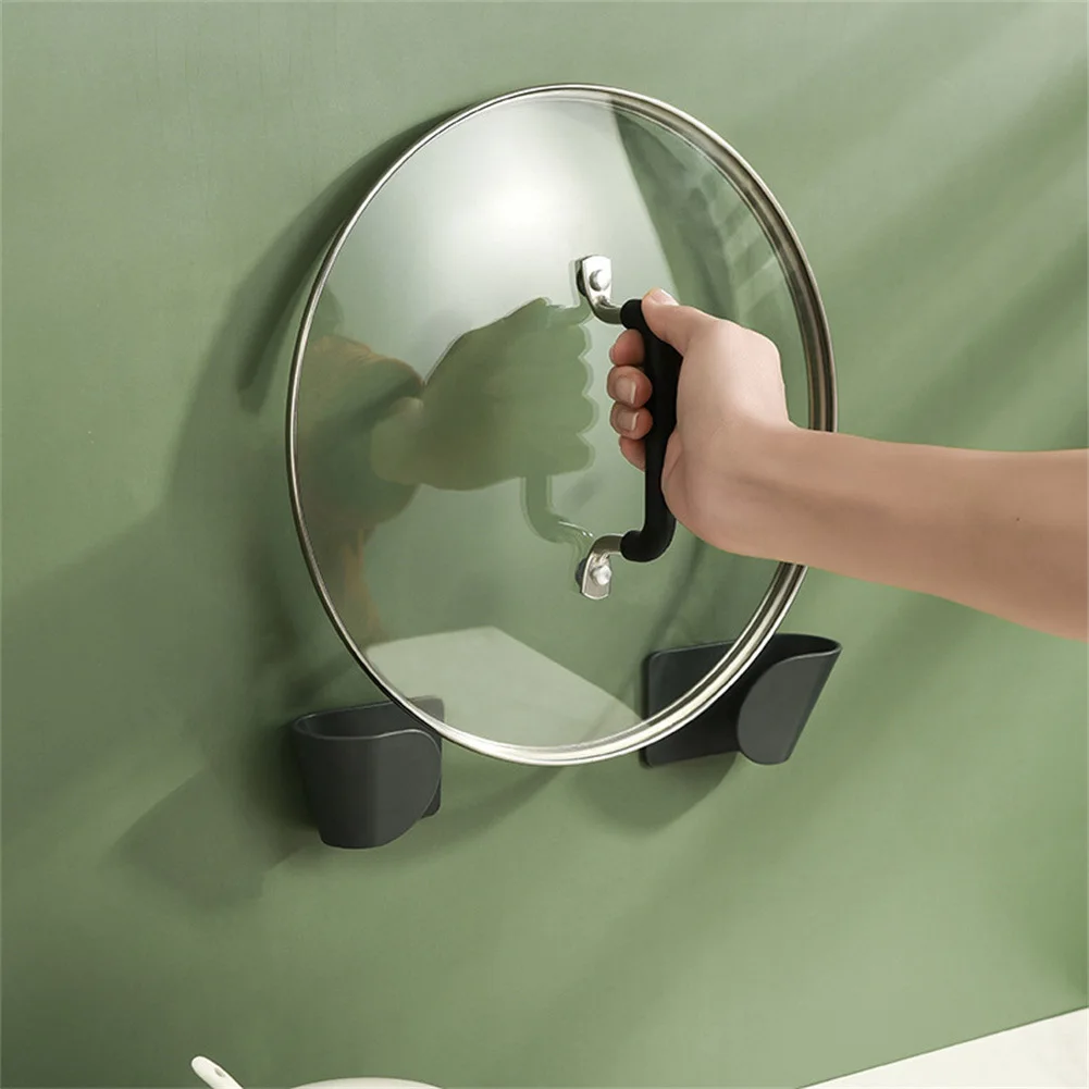 

2pcs ABS Plastic Pot Lid Holder Wall-Mounted Pan Cover Storage Rack Kitchen Organizer Blue Black Household Kitchen Accessories
