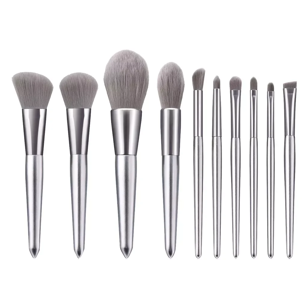 

NEW2023 Barber Brush And Comb Set The Brush Crush Shadow Brush Elegant Blusher 10Pcs Eye Silver Brush Small Makeup Brush Set wit